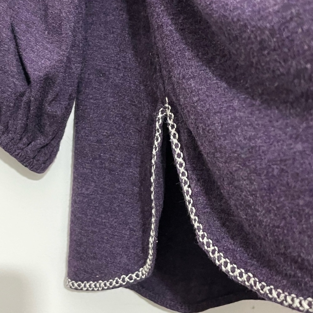 Max Studio Purple Knit Top | Puff Sleeves | Contrast Trim | Size S - Picture 7 of 10